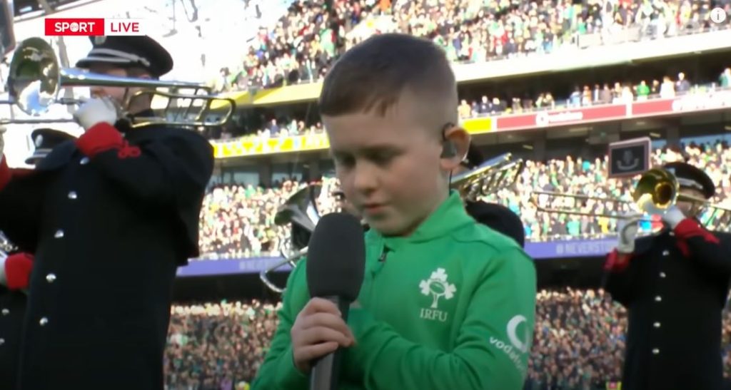 Watch: Andy Farrell wowed by youngster Stevie Mulrooney’s anthem display